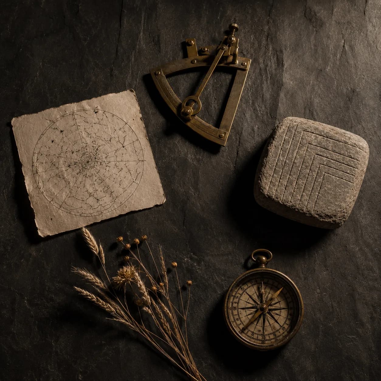 The five systems of the Equinox Engine — sextant, star chart, compass, stone, botanical